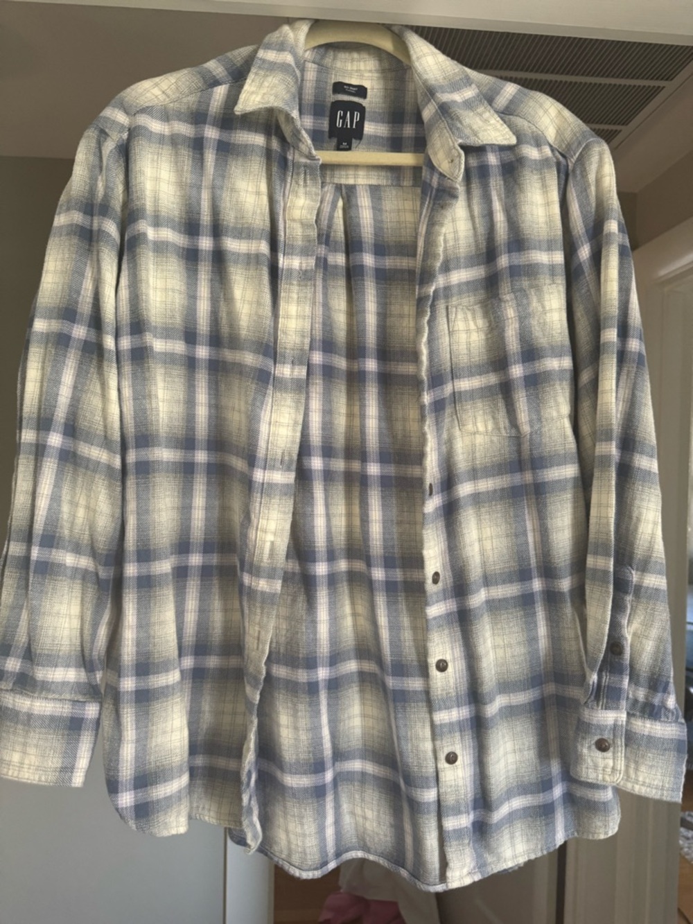 GAP Flannel Plaid Shirt in Blue & Cream